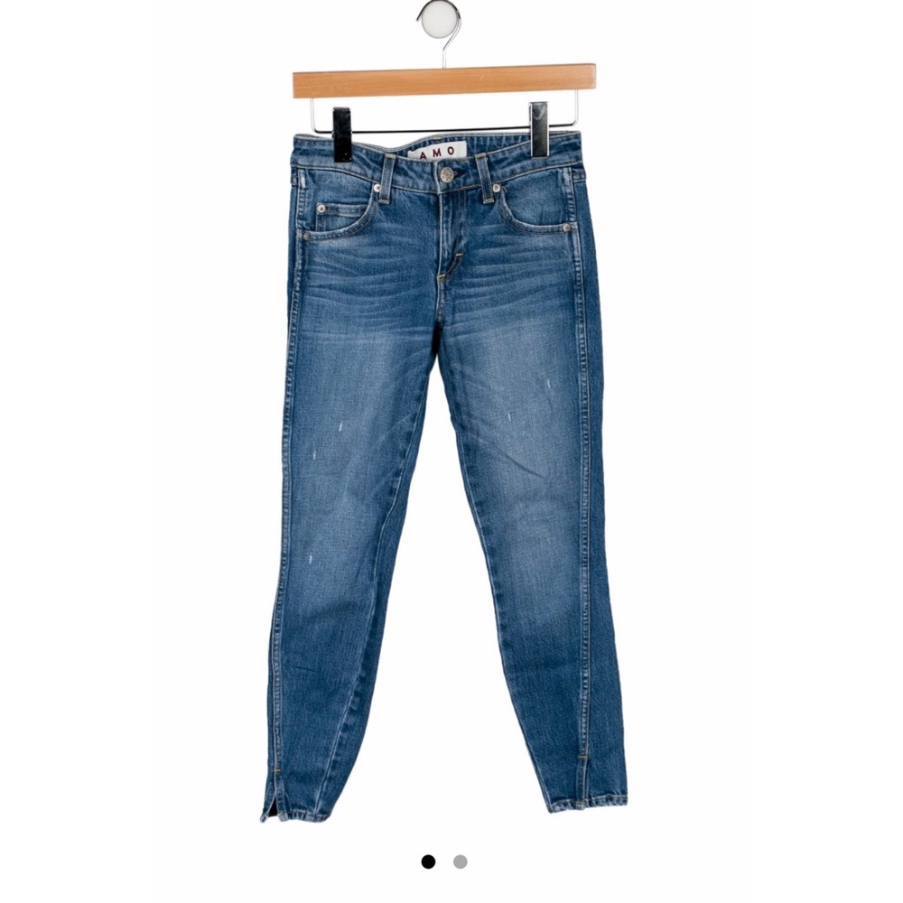 AMO Twist Dive Bar Skinny Jeans Size 24 Women’s Blue Crop Mid Rise 100% Cotton - Picture 4 of 11